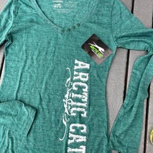 ARTIC CAT long sleeve T-shirt with V-neck, green women's size XS, NWT